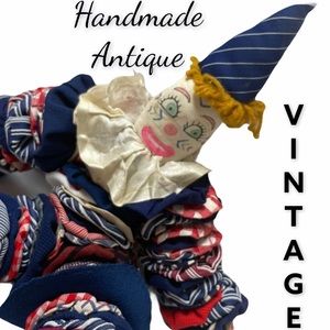 Vintage Handmade Rare Antique Quilt Clown Primitive Rag Doll Hand Crafted Toys